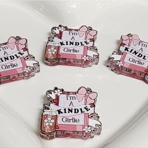 Kindle Girlie Focal Beads 2 Pc Acrylic Reading Books Beaded Pem Crafts Jewelry